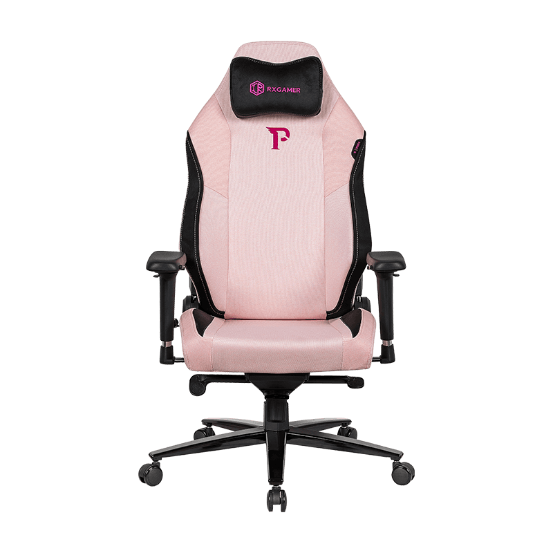 RXGAMER RX-2070-1R-B Chaise de jeu moderne en maille rose respirante avec pédales