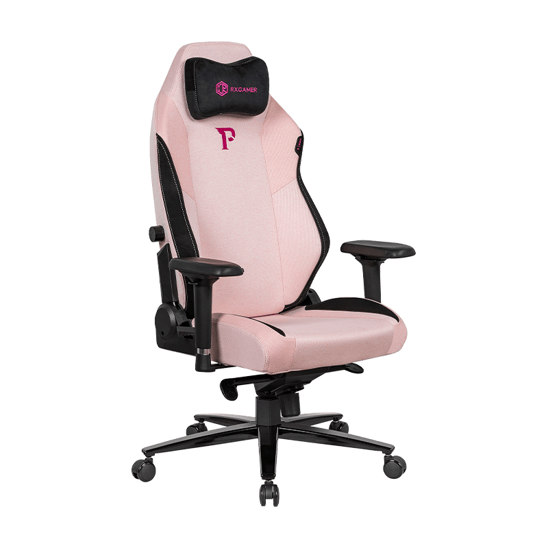 RXGAMER RX-2070-1R-B Chaise de jeu moderne en maille rose respirante avec pédales