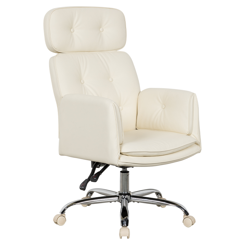 RXGAMER RX-9130 Chaise de bureau inclinable multi-angles à glissement silencieux, couleur crème