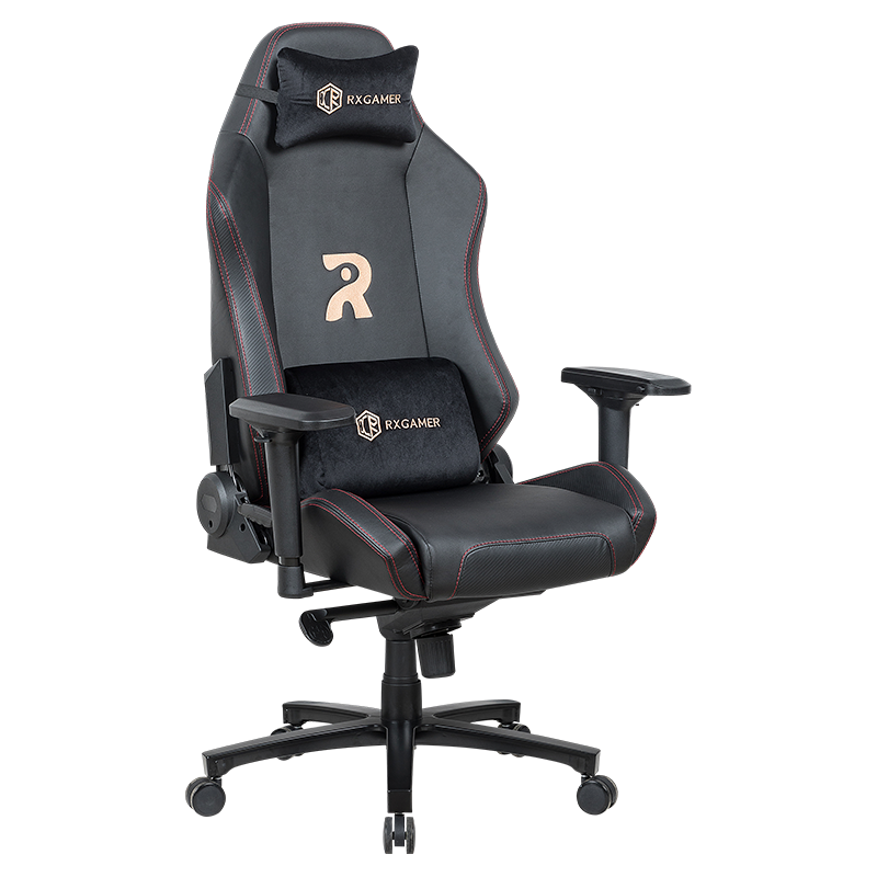 RXGAMER RX-2060 Chaise de jeu en tissu mélangé résistant à l'hydrolyse en PU noir