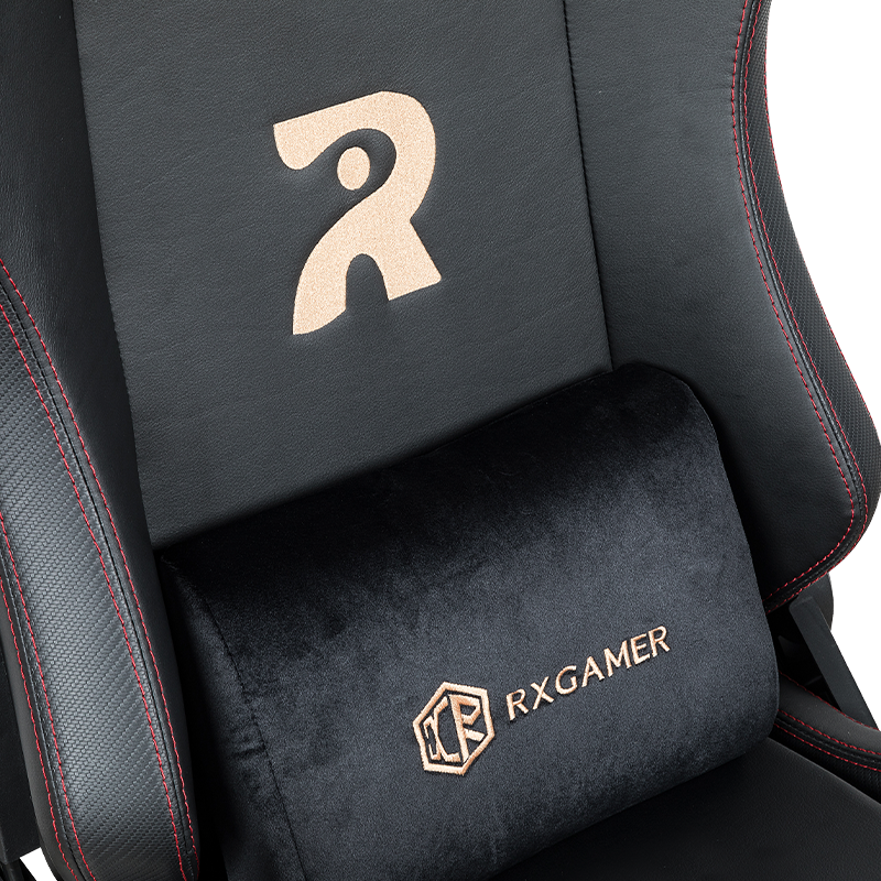 RXGAMER RX-2060 Chaise de jeu en tissu mélangé résistant à l'hydrolyse en PU noir