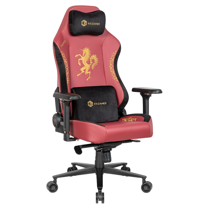 RXGAMER RX-2061 Chaise de jeu licorne avec accoudoirs 4D en simili cuir bordeaux